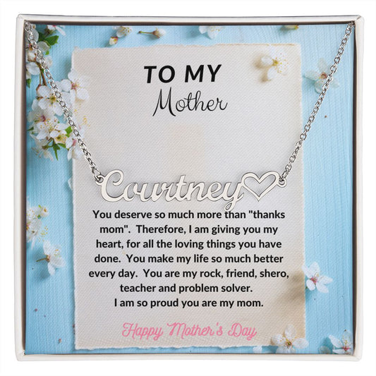 Name Necklace Plus Heart for Mother's Day