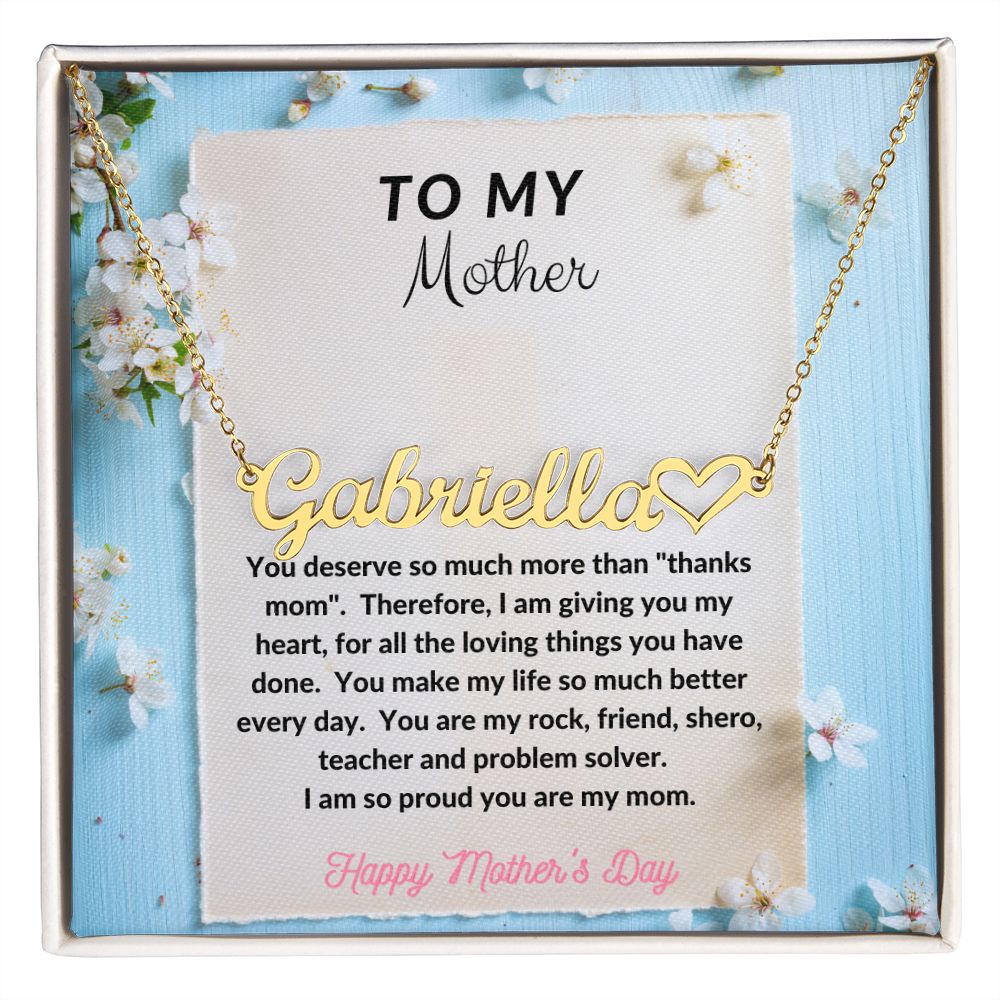 Name Necklace Plus Heart for Mother's Day