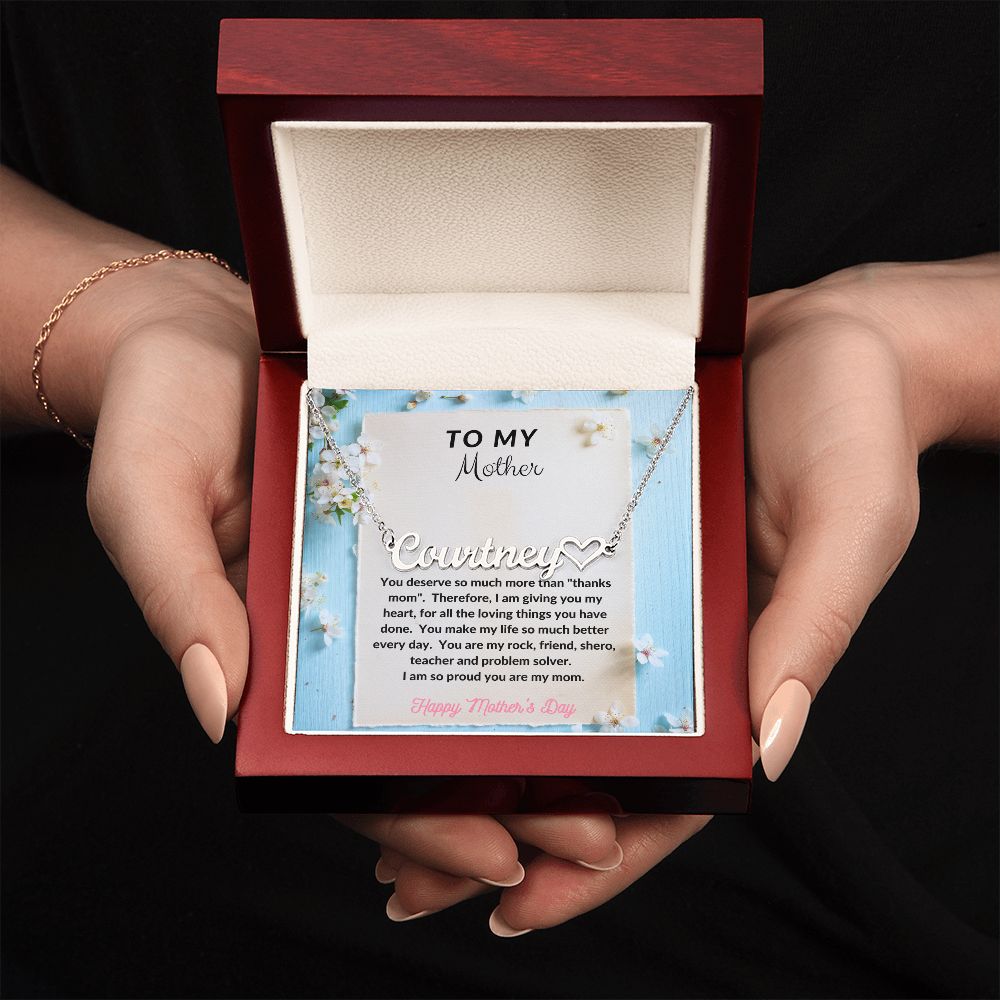 Name Necklace Plus Heart for Mother's Day